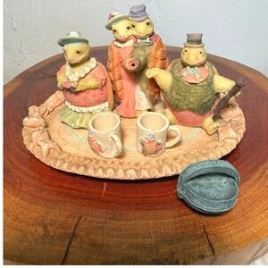 Vintage 1994 Michelle Yam Cherished Moments Turtle Tea Set Artisan Flair 6 Piece